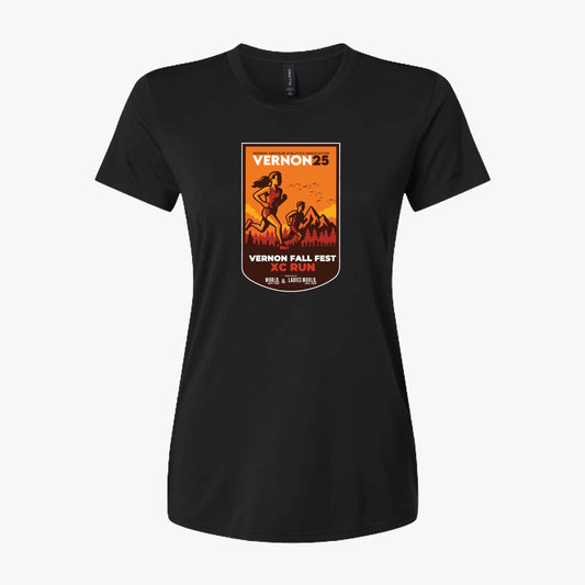 Vernon Fall Fest Community Run 2025 | Women's Adult Athletic Tee - Black